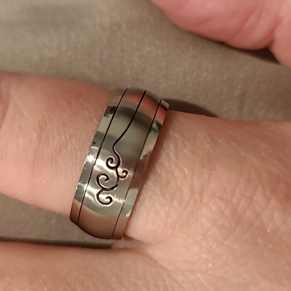 Spinner Ring Stainless Steel Swirl Designs